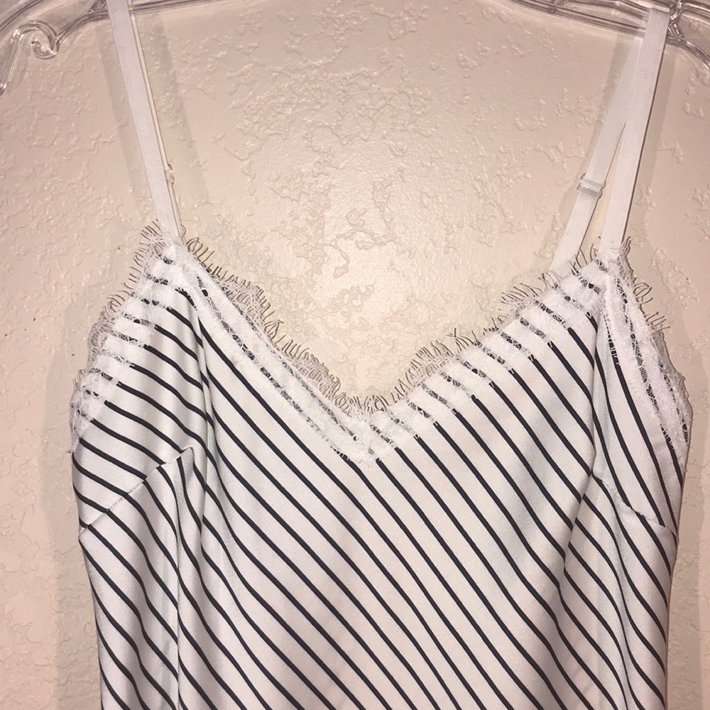 NWT Angela Mara Italy Striped, Lace Hem Camisole - Picture 2 of 4